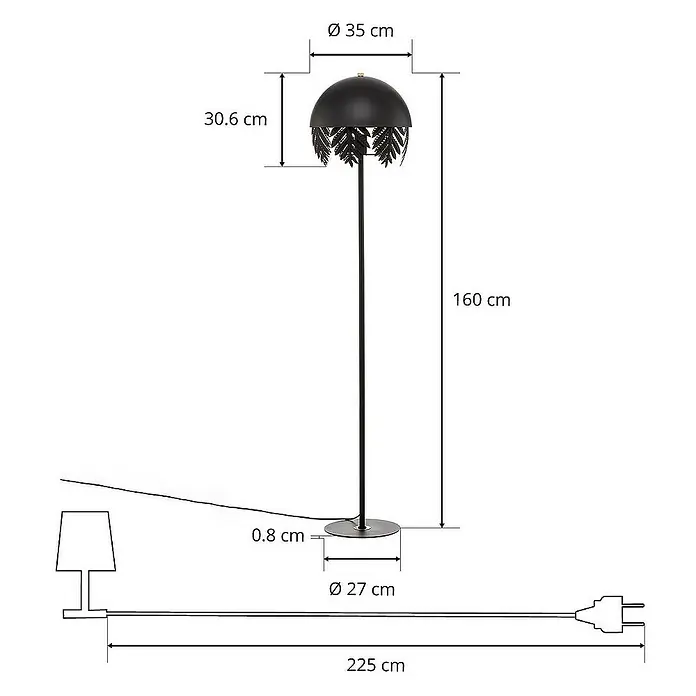 Lucande Stehleuchte Aparas - Höhe: 160 cm, schwarz, schwarz, E27
