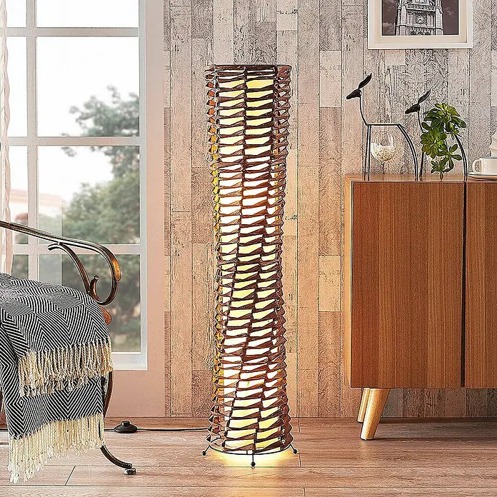 Lindby Stehleuchte Joas - Höhe: 110 cm, braun / rost, E27