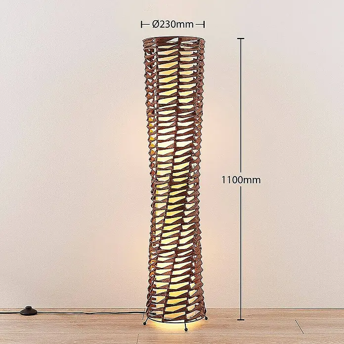 Lindby Stehleuchte Joas - Höhe: 110 cm, braun / rost, E27