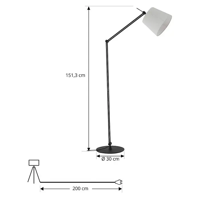 Lucande Stehleuchte Caelia - Höhe: 151,5 cm, schwarz, weiß / opal, E27