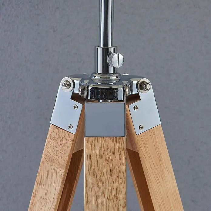 Lindby Stehleuchte Katie - Höhe: 162 cm, Holz hell, weiß / opal, E27