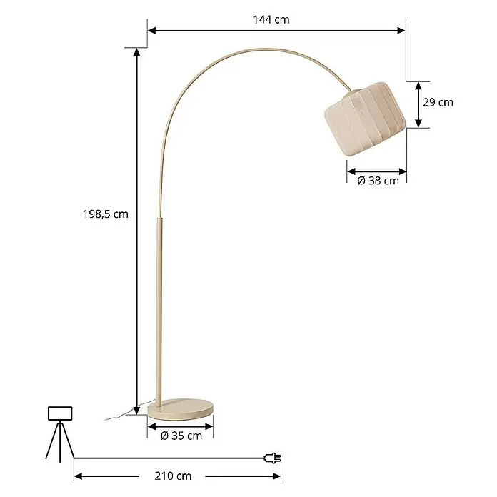 Lindby Stehleuchte Helin - creme / amber, creme / amber, E27