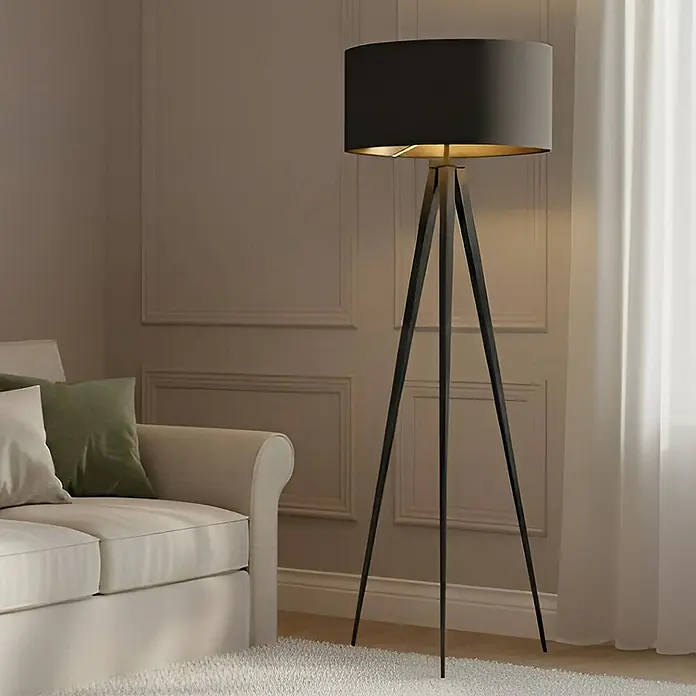 Lindby Stehleuchte Benik - Höhe: 153 cm, schwarz, schwarz, E27