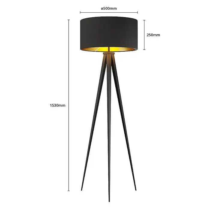Lindby Stehleuchte Benik - Höhe: 153 cm, schwarz, schwarz, E27