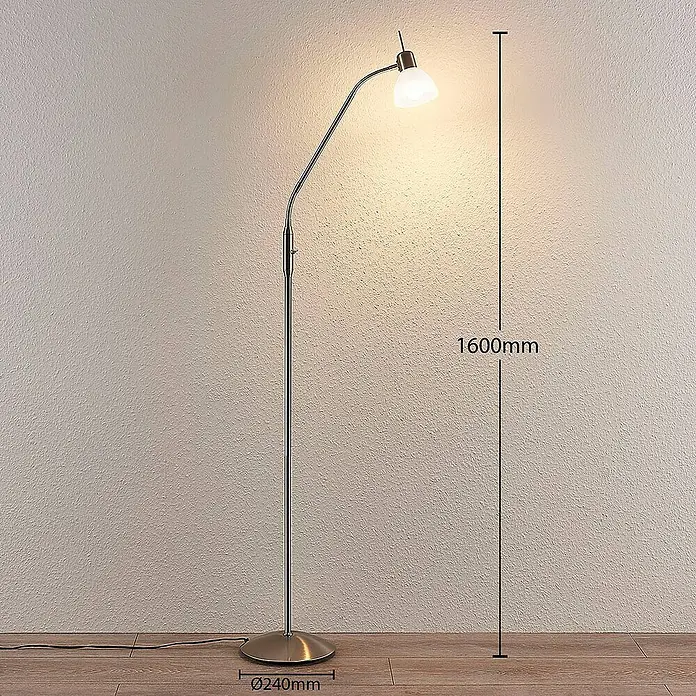 Lindby Stehleuchte Gwendolin - Höhe: 160 cm, alu / grau / zink, E14