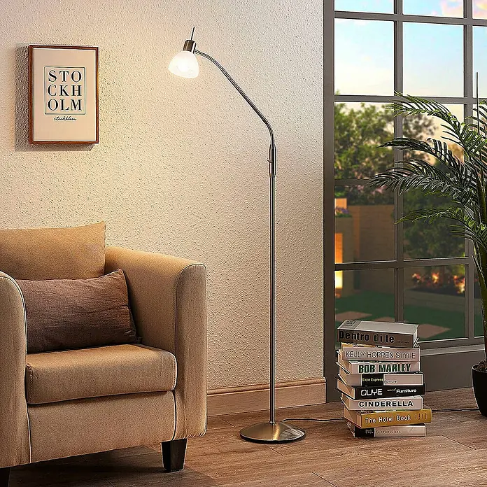 Lindby Stehleuchte Gwendolin - Höhe: 160 cm, alu / grau / zink, E14