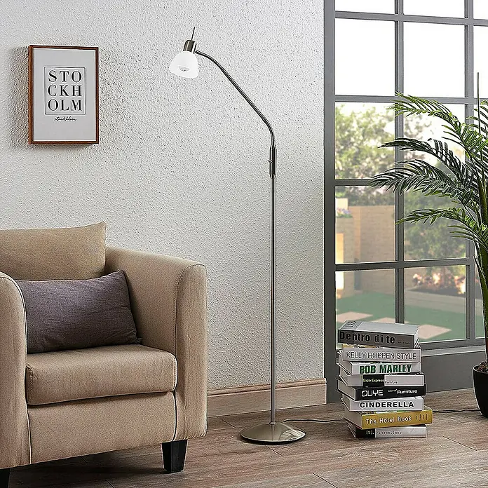 Lindby Stehleuchte Gwendolin - Höhe: 160 cm, alu / grau / zink, E14