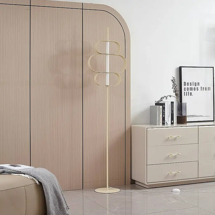 Lucande Stehleuchte Audrina - Höhe: 180 cm, creme / amber