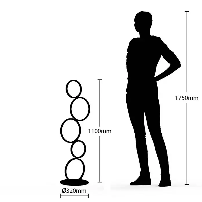 Lindby Stehleuchte Jacek - Höhe: 110 cm, schwarz, schwarz