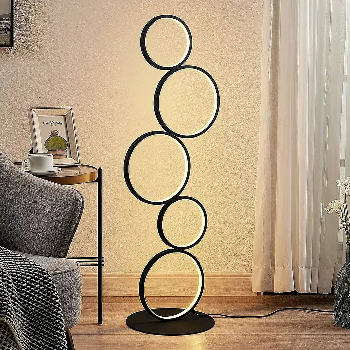 Lindby Stehleuchte Jacek - Höhe: 110 cm, schwarz, schwarz