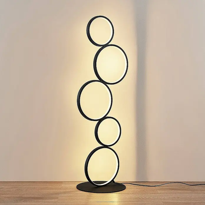 Lindby Stehleuchte Jacek - Höhe: 110 cm, schwarz, schwarz