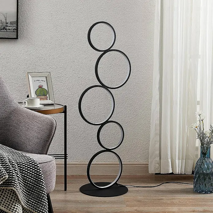Lindby Stehleuchte Jacek - Höhe: 110 cm, schwarz, schwarz