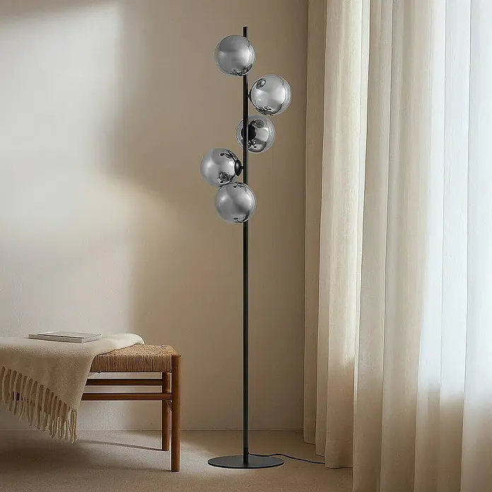 Lindby Stehleuchte Orbelia - Höhe: 160 cm, schwarz, schwarz, G9
