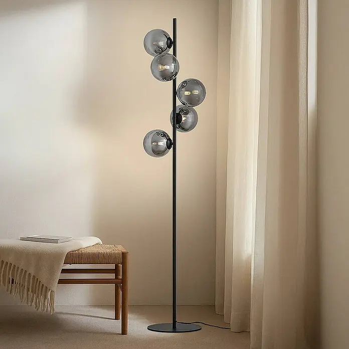 Lindby Stehleuchte Orbelia - Höhe: 160 cm, schwarz, schwarz, G9