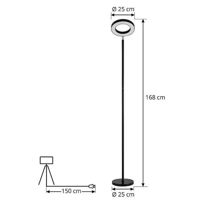 Lindby Stehleuchte Cilian - Höhe: 168 cm, schwarz, schwarz