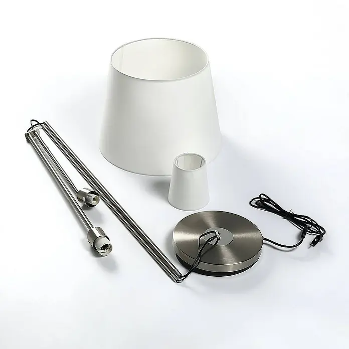 Lindby Stehleuchte Nantwin - alu / grau / zink, weiß / opal, E27