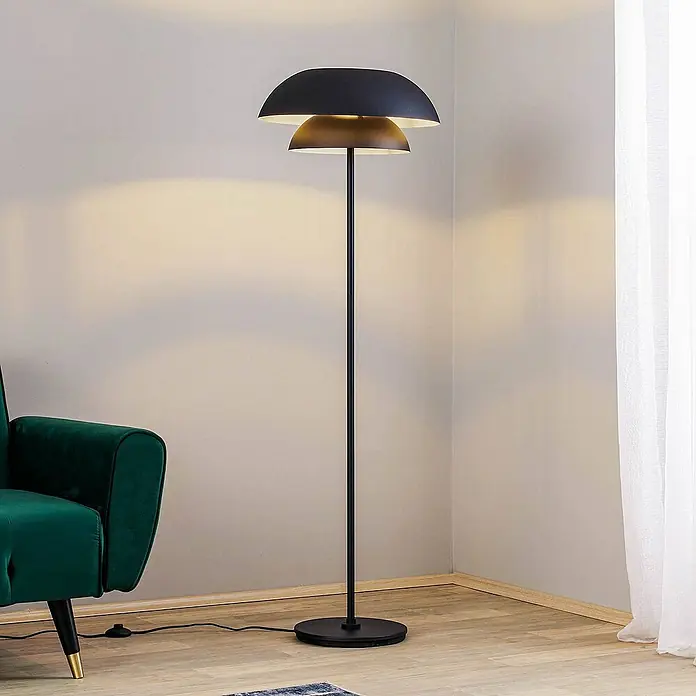 Lucande Stehleuchte Kellina - Höhe: 151 cm, schwarz, schwarz, E27
