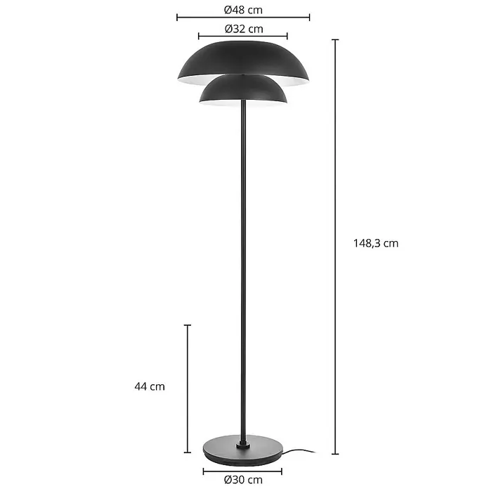 Lucande Stehleuchte Kellina - Höhe: 151 cm, schwarz, schwarz, E27