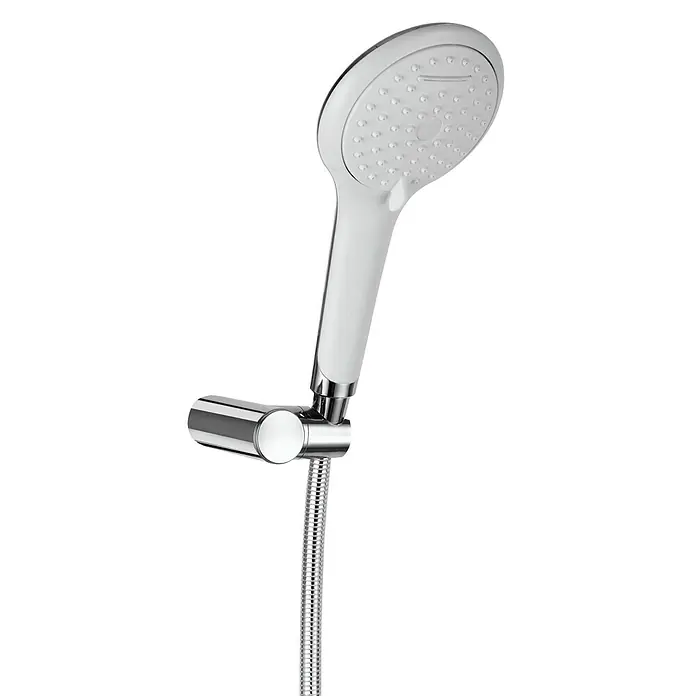 Mixomat Brause-Set Langfoss - Anzahl Strahlarten: 3 Stk., Chrom/Weiß - Glänzender Chrom-Duschkopf mit Brauseschlauch für ein modernes Badezimmer.