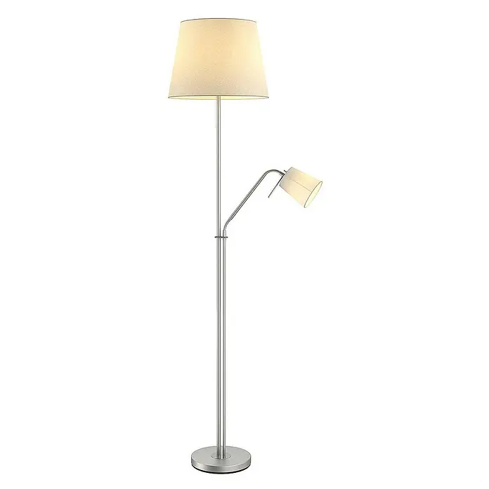 Lindby Stehleuchte Nantwin - alu / grau / zink, weiß / opal, E27