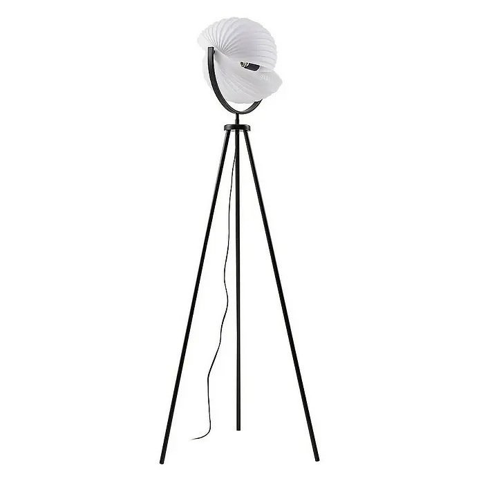 Lucande Stehleuchte Helva - Höhe: 163 cm, schwarz, weiß / opal, E27