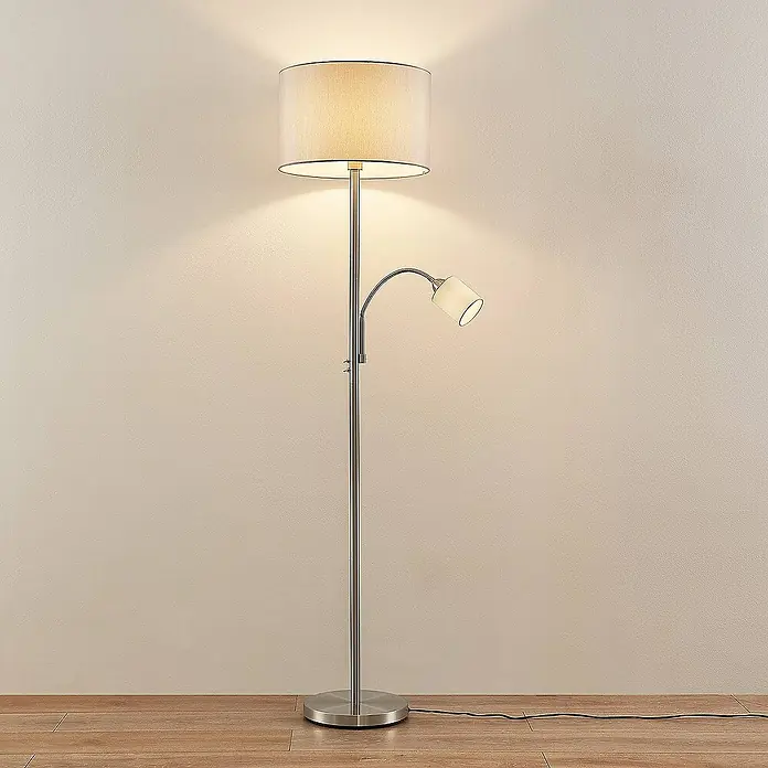 Lindby Stehleuchte Colima - Höhe: 169,5 cm, alu / grau / zink, alu / grau / zink, E27