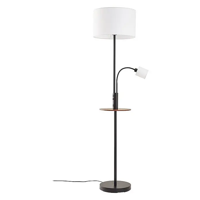 Lindby Stehleuchte Aovan - Höhe: 170 cm, schwarz, creme / amber, E27