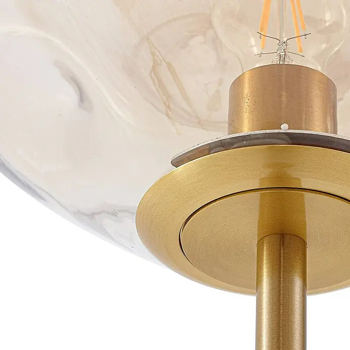 Lindby Stehleuchte Lelia - Höhe: 150 cm, messing / gold, creme / amber, E27