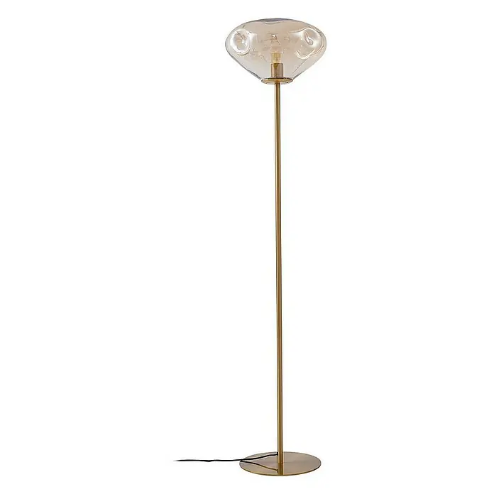 Lindby Stehleuchte Lelia - Höhe: 150 cm, messing / gold, creme / amber, E27
