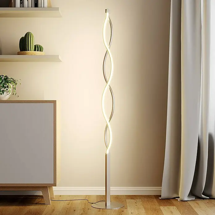 Lindby Stehleuchte Auron - Höhe: 150 cm, alu / grau / zink