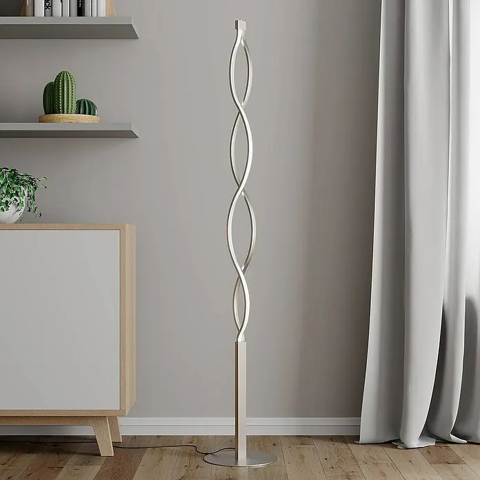 Lindby Stehleuchte Auron - Höhe: 150 cm, alu / grau / zink