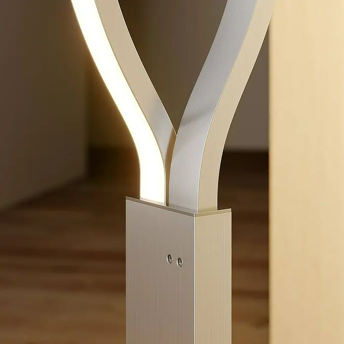 Lindby Stehleuchte Auron - Höhe: 150 cm, alu / grau / zink