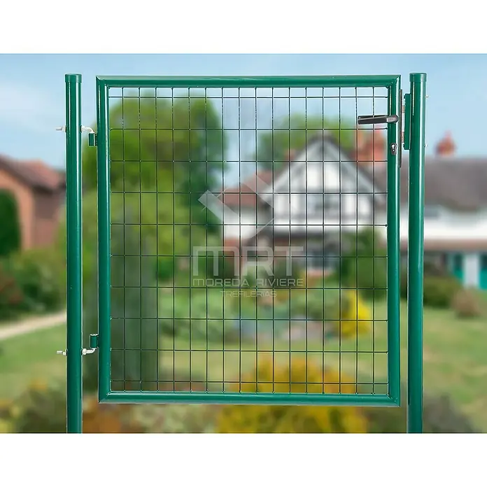 Puerta de valla Residencial - 100 x 100 cm, Verde, Metal - Puerta de jardín verde con malla metálica para un acceso seguro.