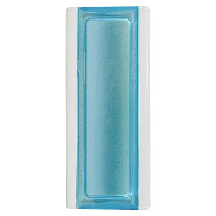 Fuchs Design Glasbausteinprofil - Indigo, 18 x 8 cm, Glas - Nahaufnahme eines blauen und weißen Aroma Diffusor. Das Produkt hat ein rechteckiges Design mit einer beruhigenden blauen Füllung.