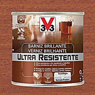 V33 Barniz para madera Brillante Ultra Resistente (Sapelly, Brillante, 250 ml)