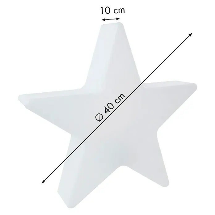 8 Seasons Design Shining LED-Solar-Dekoleuchte Star Mini - Weiß, L x B x H: 10 x 40 x 37 cm - Das Bild zeigt einen weißen Stern mit den Maßen 10 cm an der Spitze und 40 cm im Durchmesser.