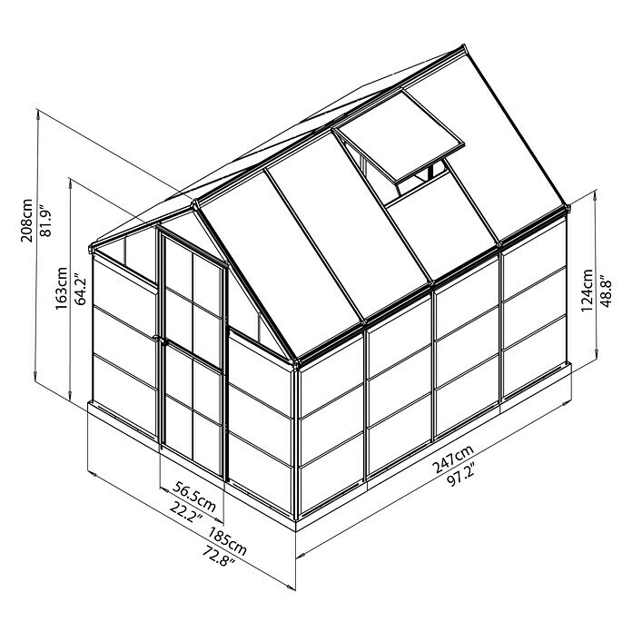 Palram – Canopia Gewächshaus Hybrid247 x 185 x 208 cm, 0,7 mm, Polycarbonat, Anthrazit Unknown
