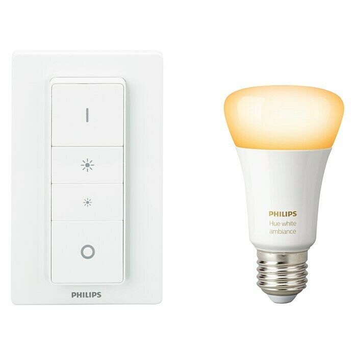 Philips Hue Set de iluminación LED con Mando a Distancia (10,5 W, E27, Temperatura de color ajustable, Intensidad regulable, 1 ud.)