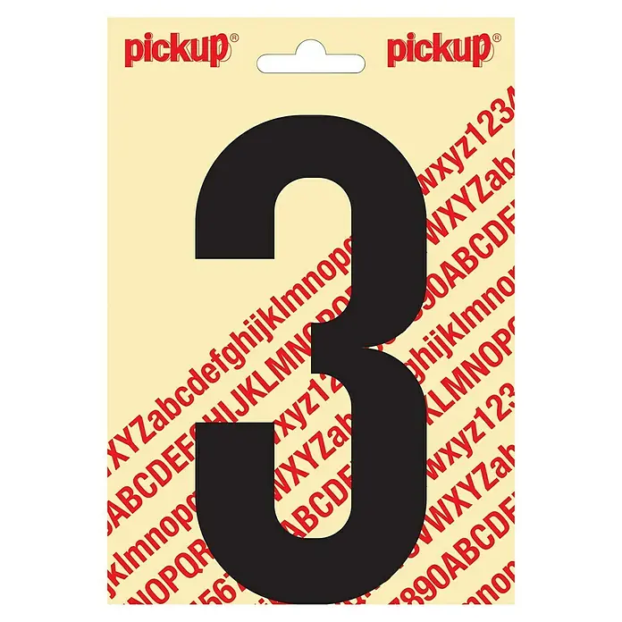 Pickup Aufkleber - Motiv: 3, Schwarz, Höhe: 150 mm - Aufkleber mit schwarzer Nummer 3 der Marke Pickup, ideal zum Markieren und Ordnen verschiedener Gegenstände.