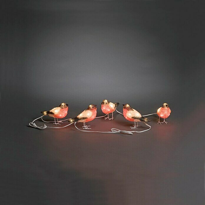Konstsmide LED-Lichterkette Rotkehlchen (Außen, 40-flammig, Kabellänge: 4 m, Kaltweiß)