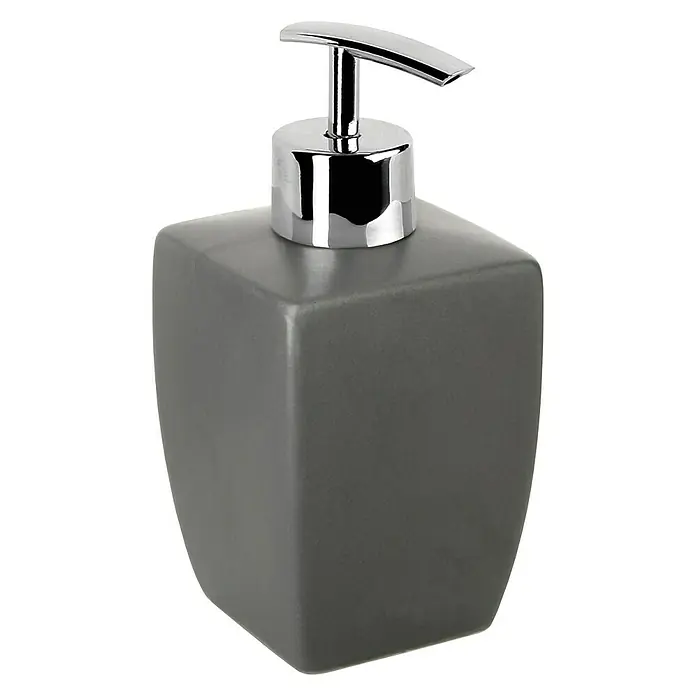 Tatay Thai Dispensador de jabón - Cerámica, Antracita - Dispensador de jabón de cerámica gris con cabezal dispensador cromado. El diseño sencillo encaja bien en cualquier baño.