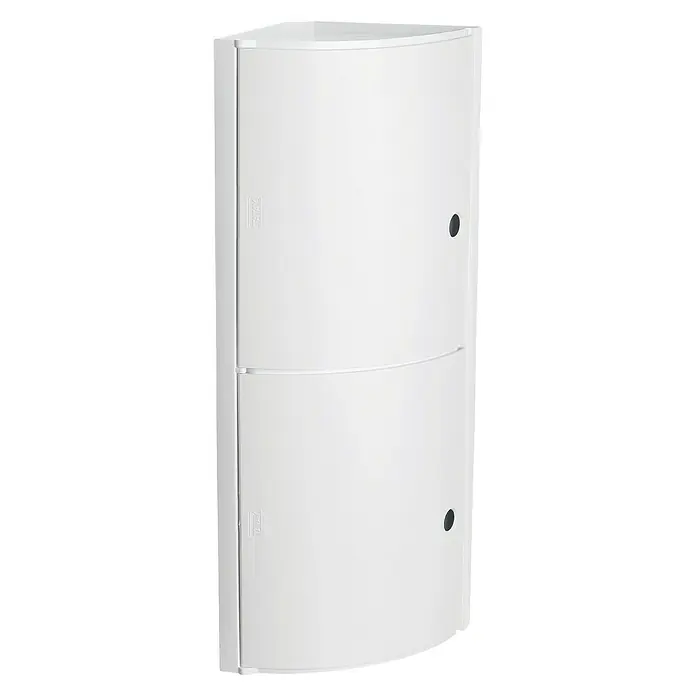 Tatay Armario multiusos de plástico  de baño rinconero - 20 x 20 x 62,5 cm, Blanco - Un armario esquinero blanco de dos puertas para baños u otras habitaciones, ideal para guardar objetos.