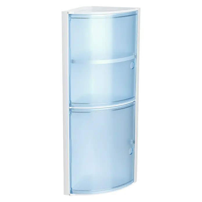 Tatay Armario multiusos de plástico  de baño rinconero - 20 x 20 x 62,5 cm, Blanco/Azul - Armario de esquina con dos puertas azules y marco blanco, ideal para baños o espacios pequeños, ofreciendo un almacenamiento práctico.