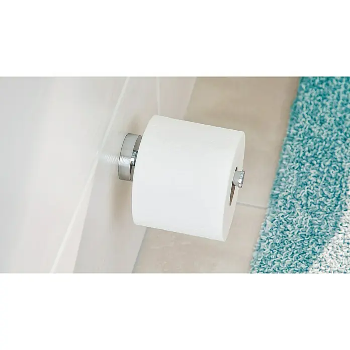 Tesa Smooz Portarrollos de repuesto - Cromo, Brillante - Un elegante papel higiénico con soporte en un baño moderno, que ofrece comodidad e higiene.