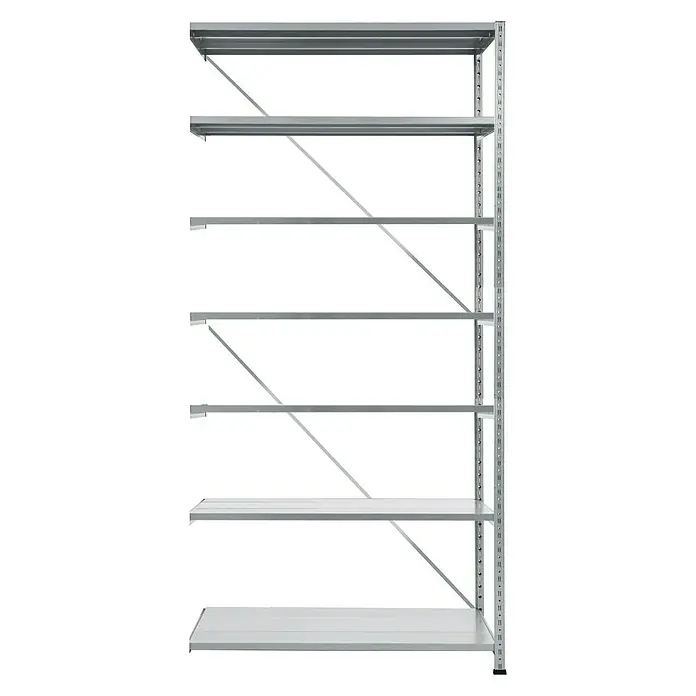 Scholz Metallregal Anbauelement - Höhe: 264 cm, B x T: 121 x 60 cm, Traglast pro Boden: 180 kg, Anzahl Böden: 7 Stk., Stecken, Silber - Metallregal mit sieben Regalböden und robusten Stahlrahmen. Ideal für Lagerung in Garage, Keller oder Werkstatt, hohe Tragkraft.