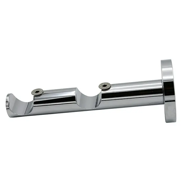 Expo Ambiente Doppelträger Turn - Chrom, Geeignet für: Gardinenstangen Ø 20 mm, Länge: 13,4 cm - Chrom-Doppel-Vorhangstangenhalterung zur Wandmontage, ideal für die Fensterdekoration. Robuste Ausführung und einfache Montage.