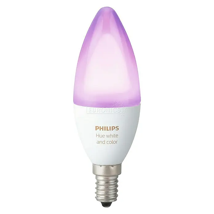 Philips Hue Bombilla LED RGB - E14, Intensidad regulable, RGBW, 470 lm, 6,5 W - Bombilla inteligente Philips Hue con opciones de blanco y color, ideal para ambientar.