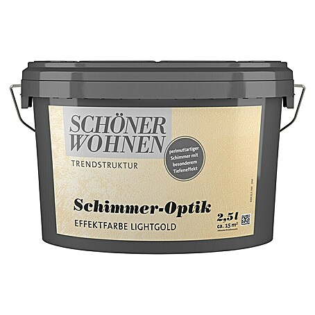 SCHÖNER WOHNEN-Farbe Trendstruktur Farbeffektputz Schimmer-Optik Effektfarbe (Lightgold, Schimmernd, 2,5 l)