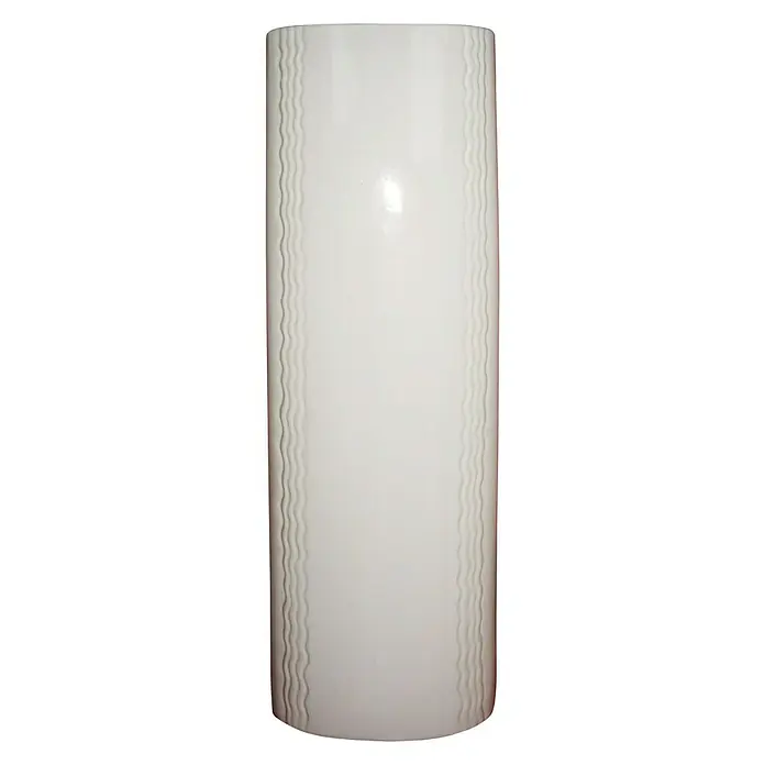 Heizungsverdunster - 1 Stk., Weiß, Keramik - Eine elegante, schlanke, hohe, weiße Blumenvase mit einem subtilen Wellenmuster an den Seiten, perfekt für moderne Dekorationen.