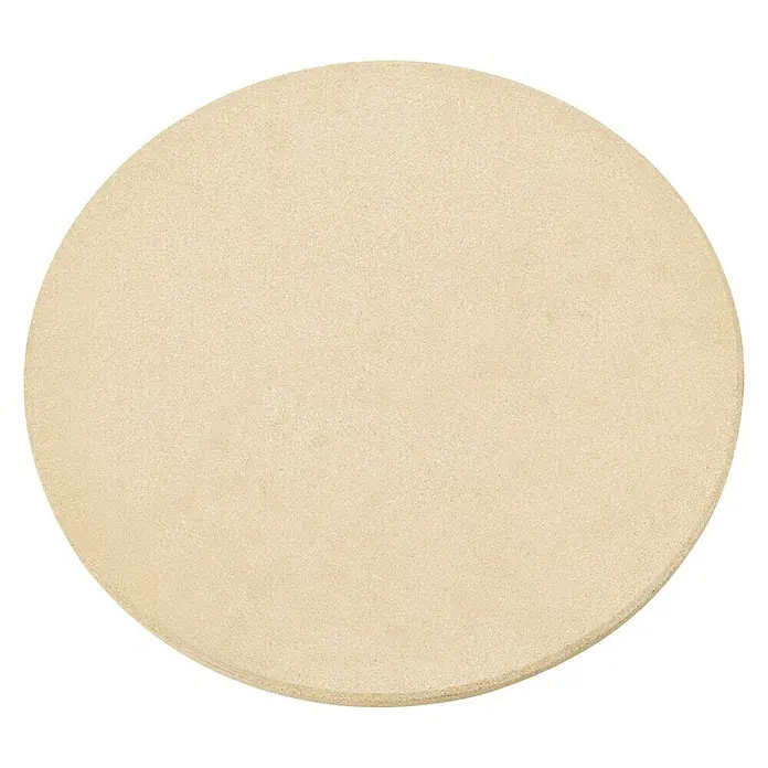 Kingstone KMS Piedra para pizzas - Diámetro: 30 cm - Primer plano de una piedra para pizza redonda, con una superficie beige ligeramente texturizada, ideal para hornear pizzas crujientes.